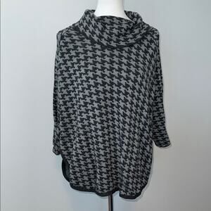 LOFT Black and Gray  Houndstooth Poncho Sweater XS / S